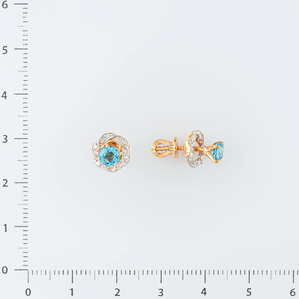 Серьги с топазом из красного золота 585 пробы