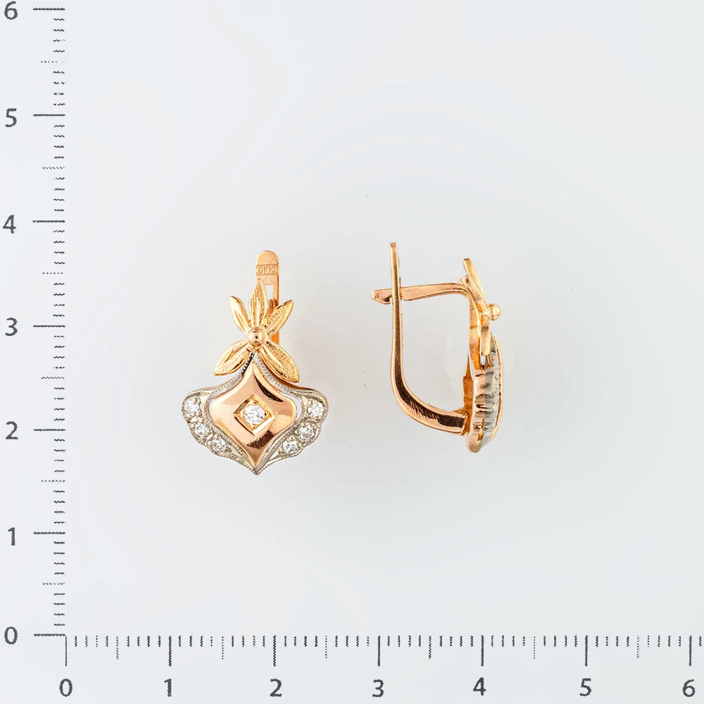 Серьги с бриллиантом из красного золота 583 пробы 2