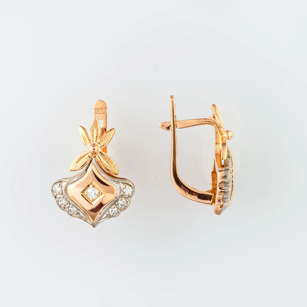 Серьги с бриллиантом из красного золота 583 пробы 1