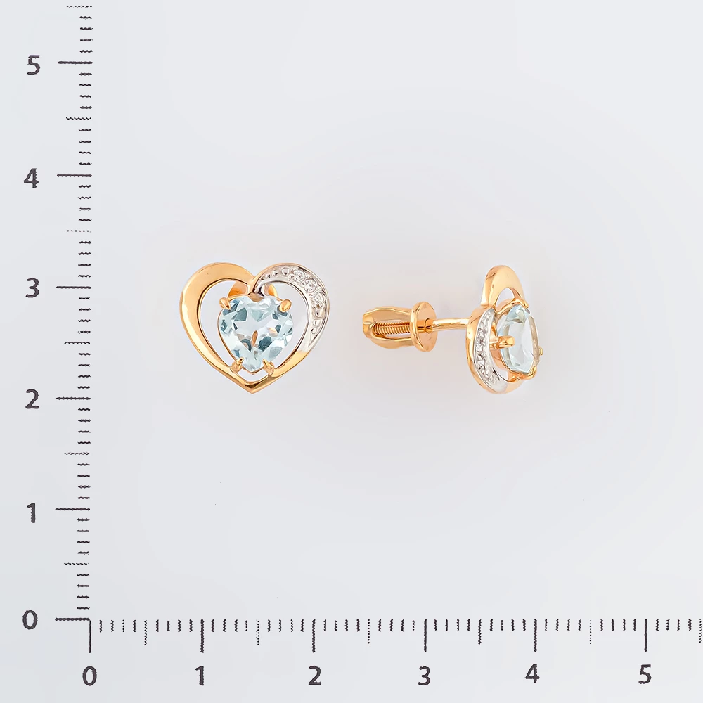 Серьги с топазом из красного золота 585 пробы
