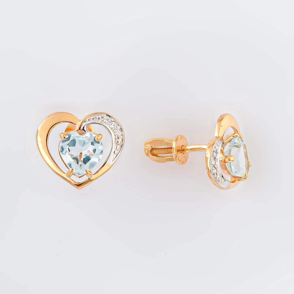 Серьги с топазом из красного золота 585 пробы