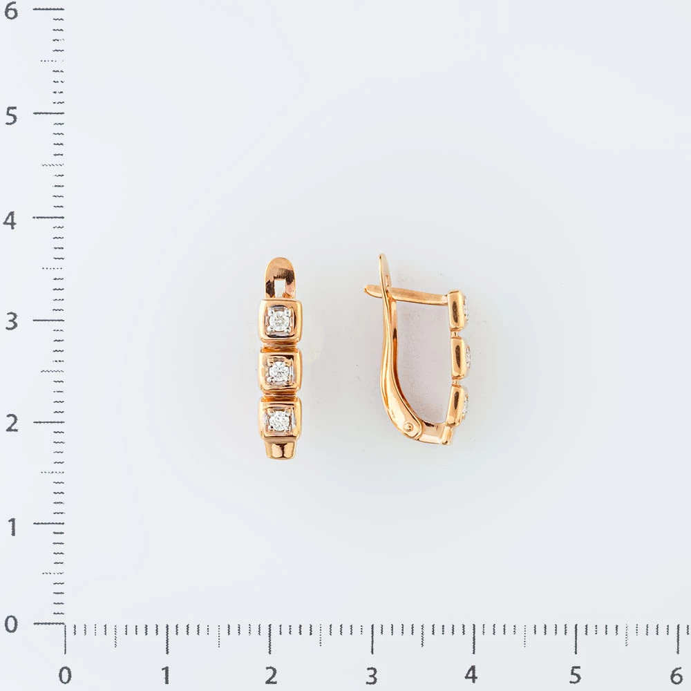 Серьги с бриллиантом из красного золота 375 пробы