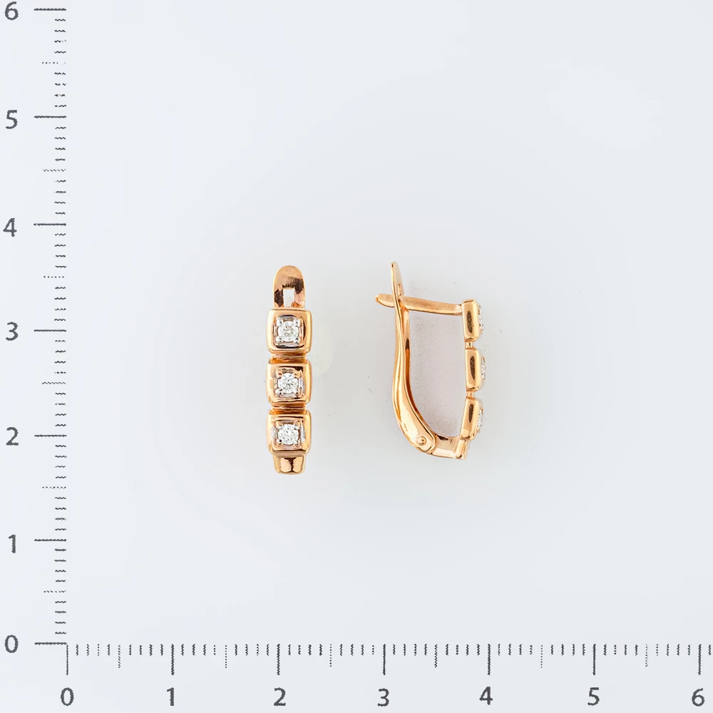 Серьги с бриллиантом из красного золота 375 пробы