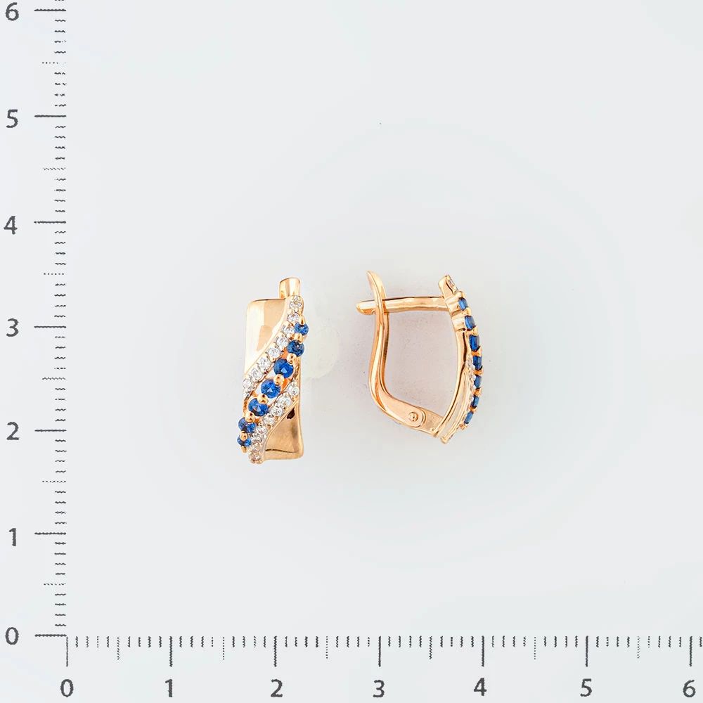 Серьги с фианитом из красного золота 585 пробы