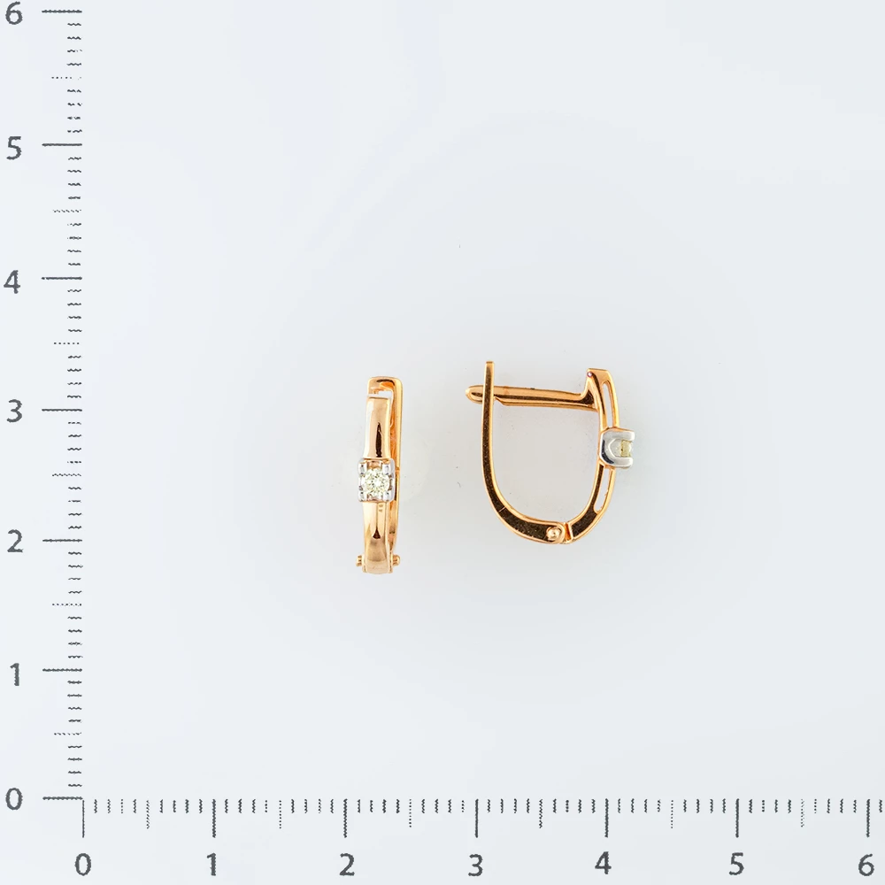 Серьги с бриллиантом из красного золота 585 пробы