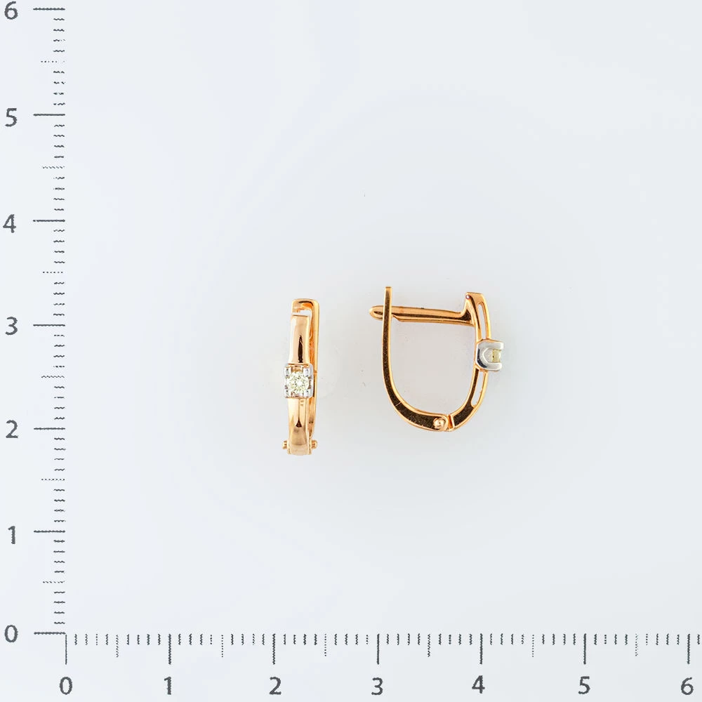 Серьги с бриллиантом из красного золота 585 пробы