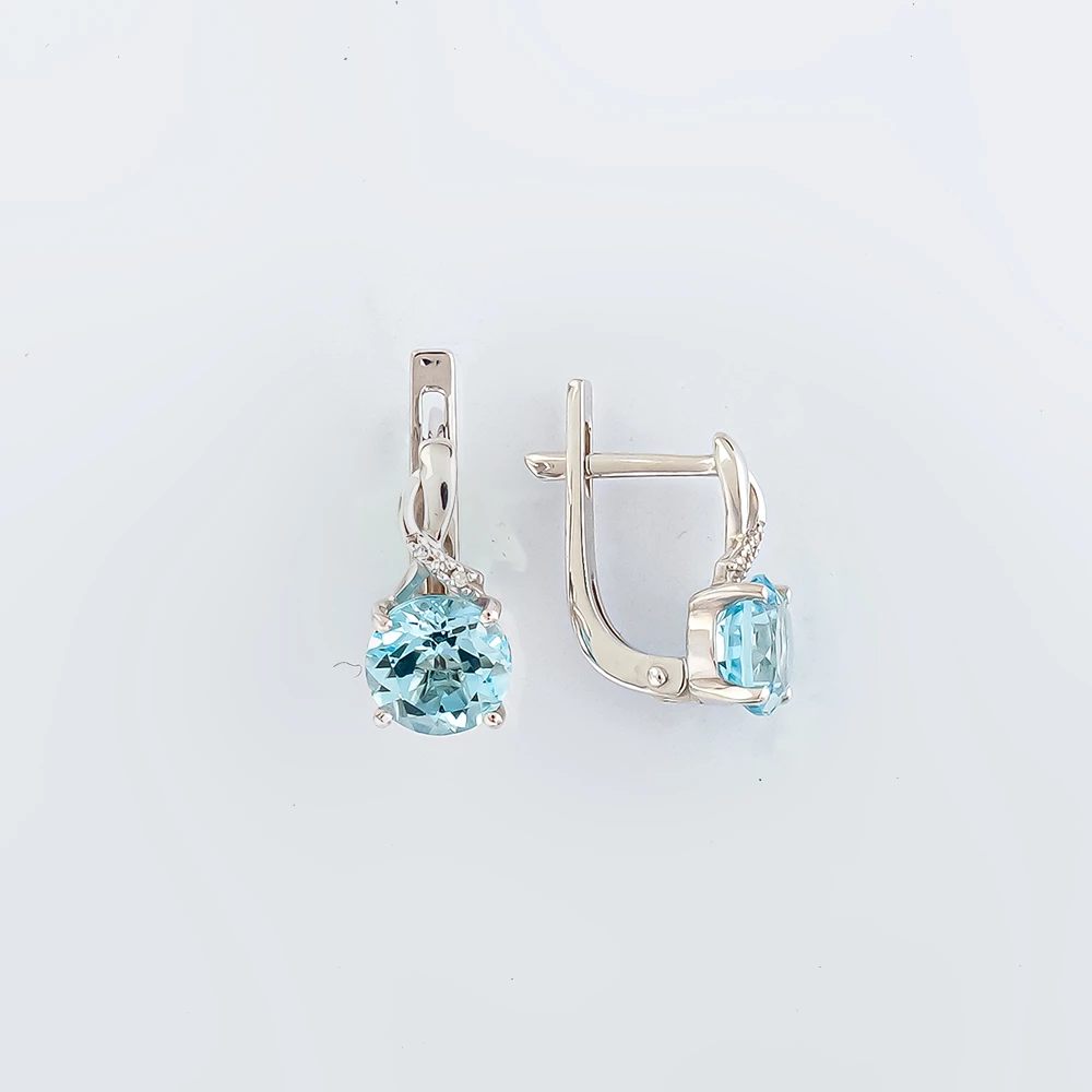 Серьги с топазом из белого золота 585 пробы