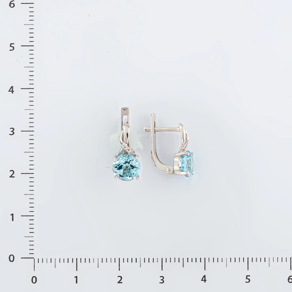 Серьги с топазом из белого золота 585 пробы