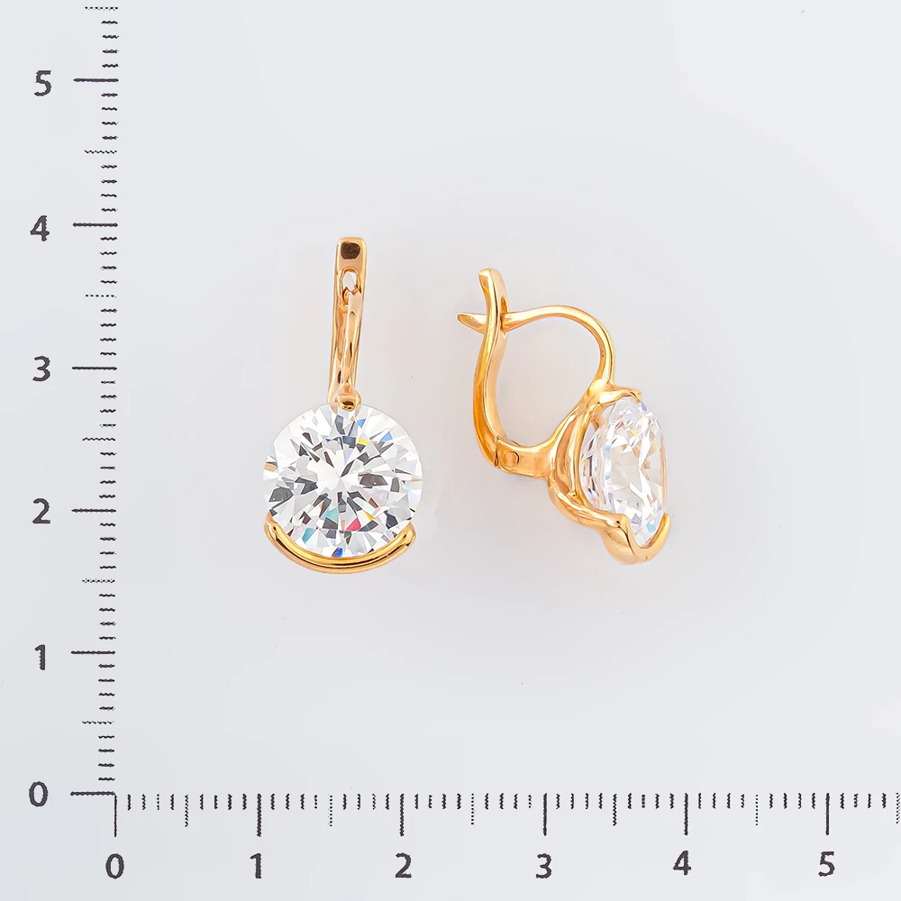 Серьги с ситаллом из красного золота 585 пробы