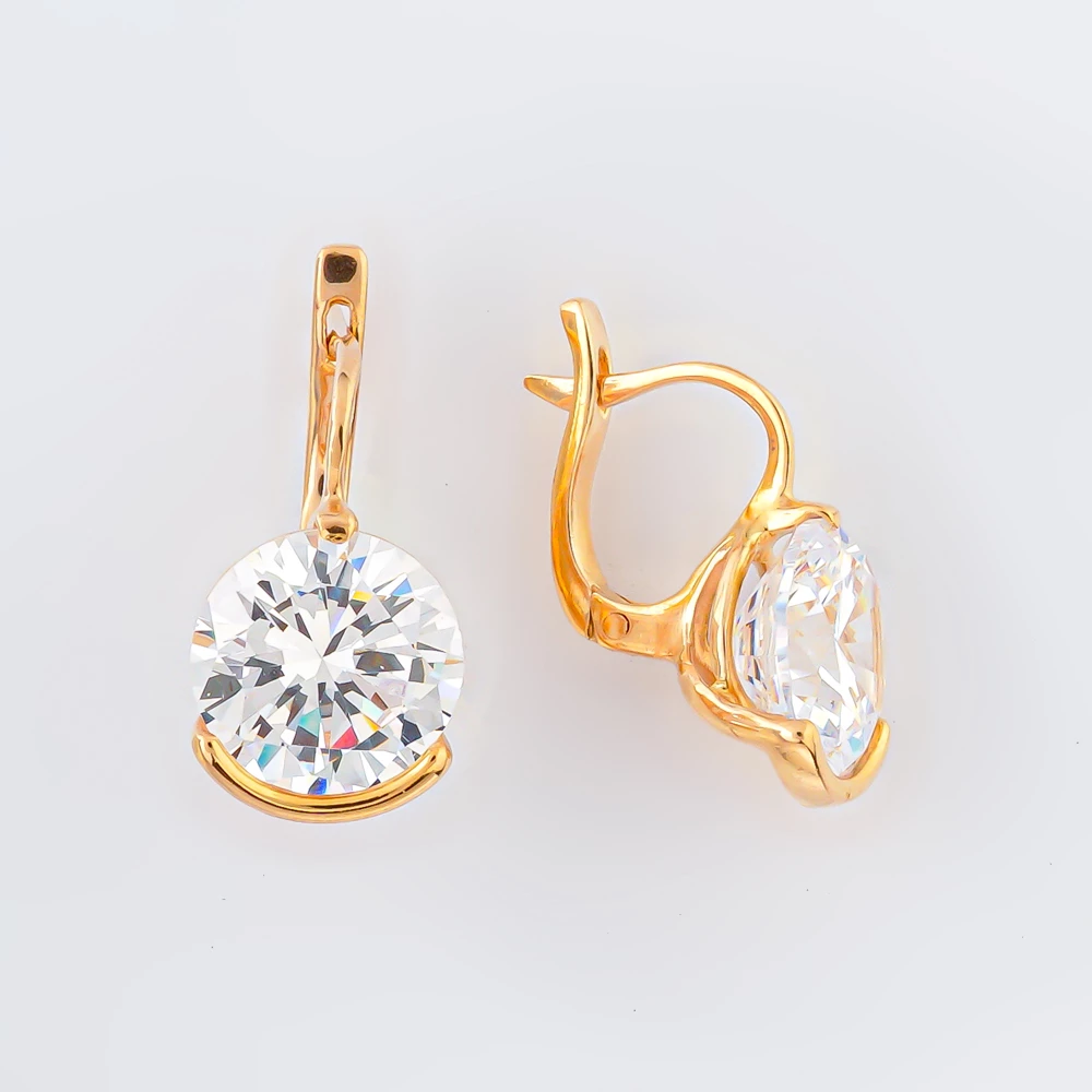 Серьги с ситаллом из красного золота 585 пробы