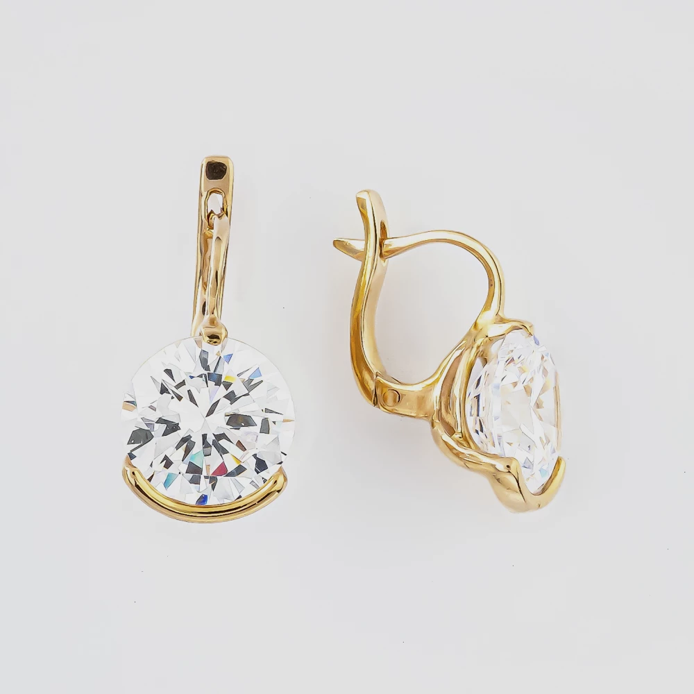 Серьги с ситаллом из красного золота 585 пробы