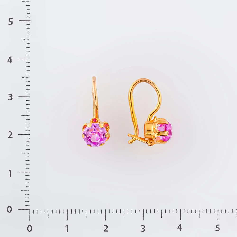 Серьги с фианитом из красного золота 583 пробы