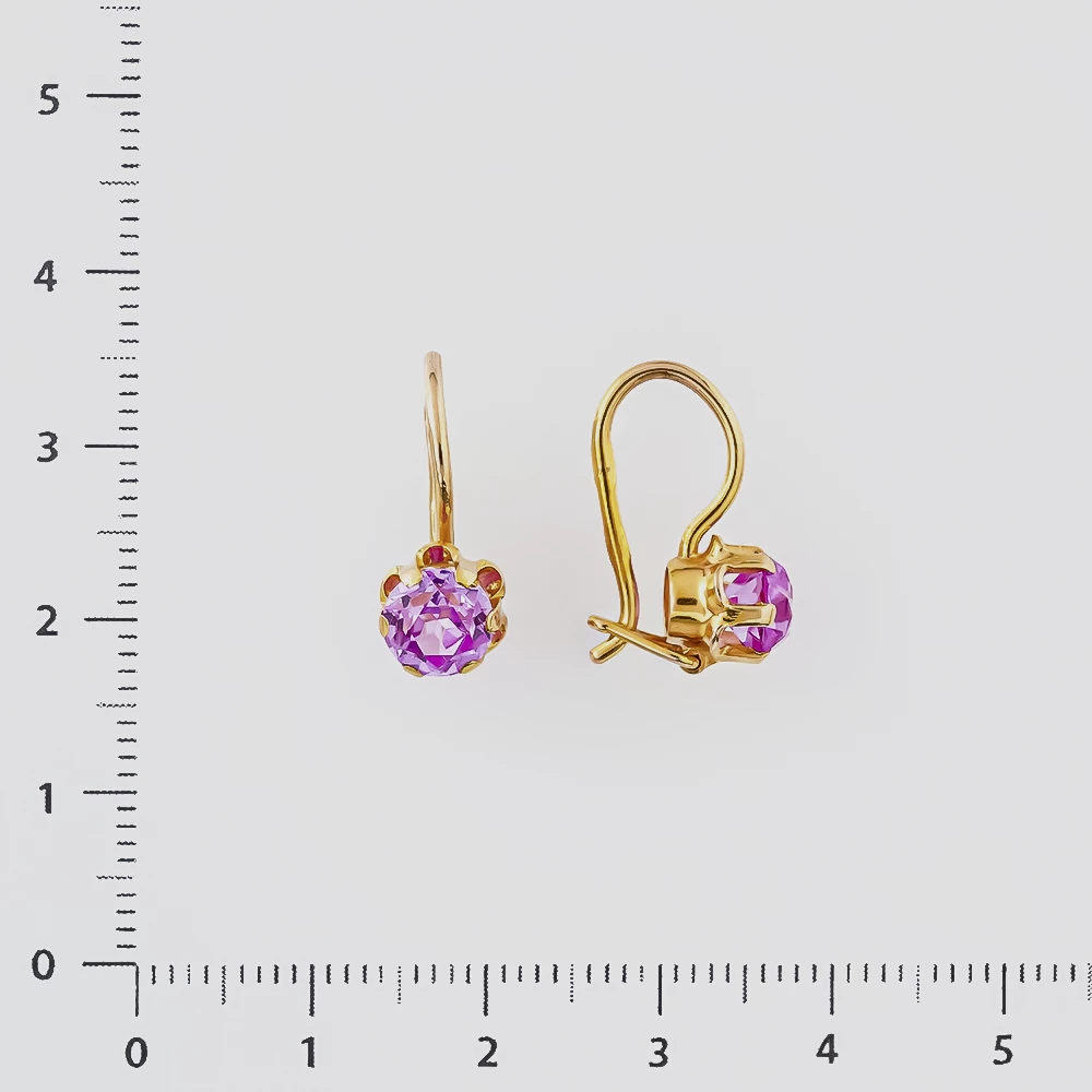 Серьги с фианитом из красного золота 583 пробы