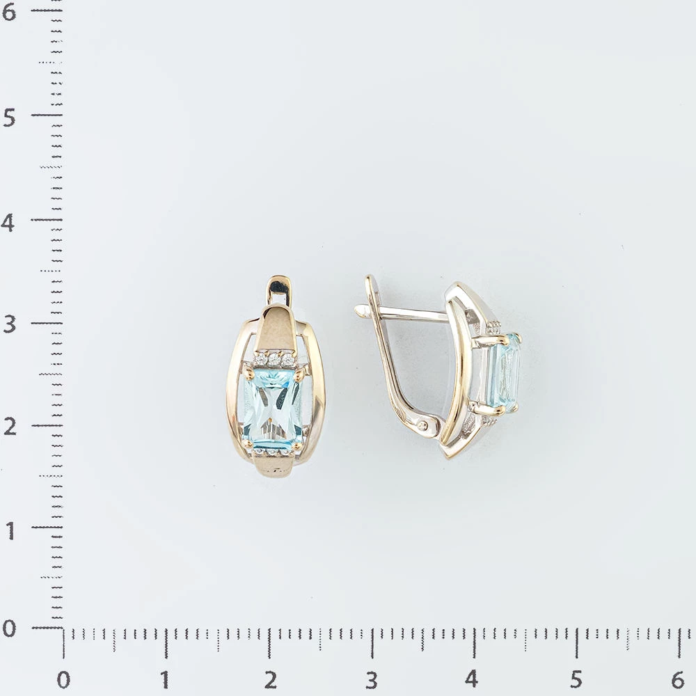 Серьги с топазом из белого золота 585 пробы