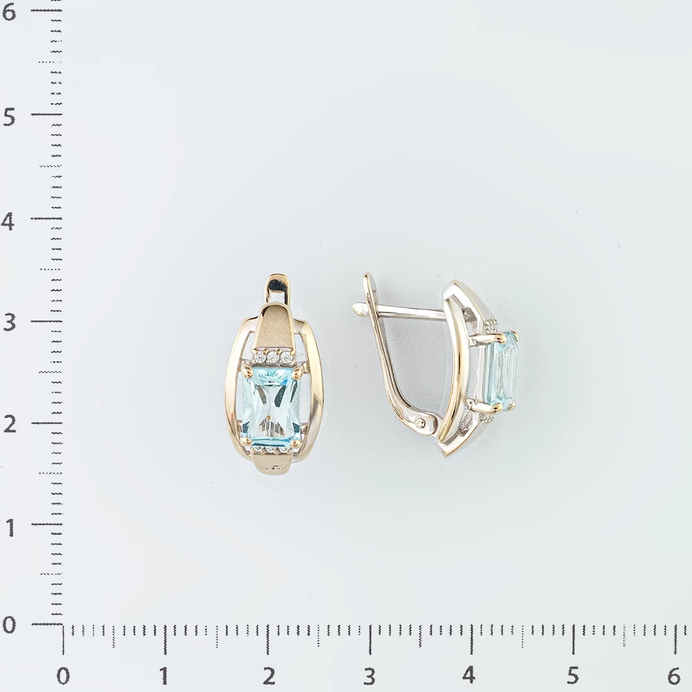 Серьги с топазом из белого золота 585 пробы