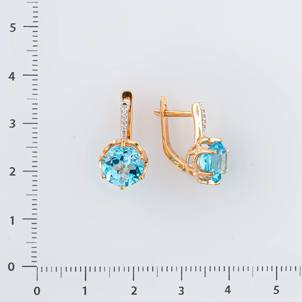 Серьги с топазом из красного золота 585 пробы