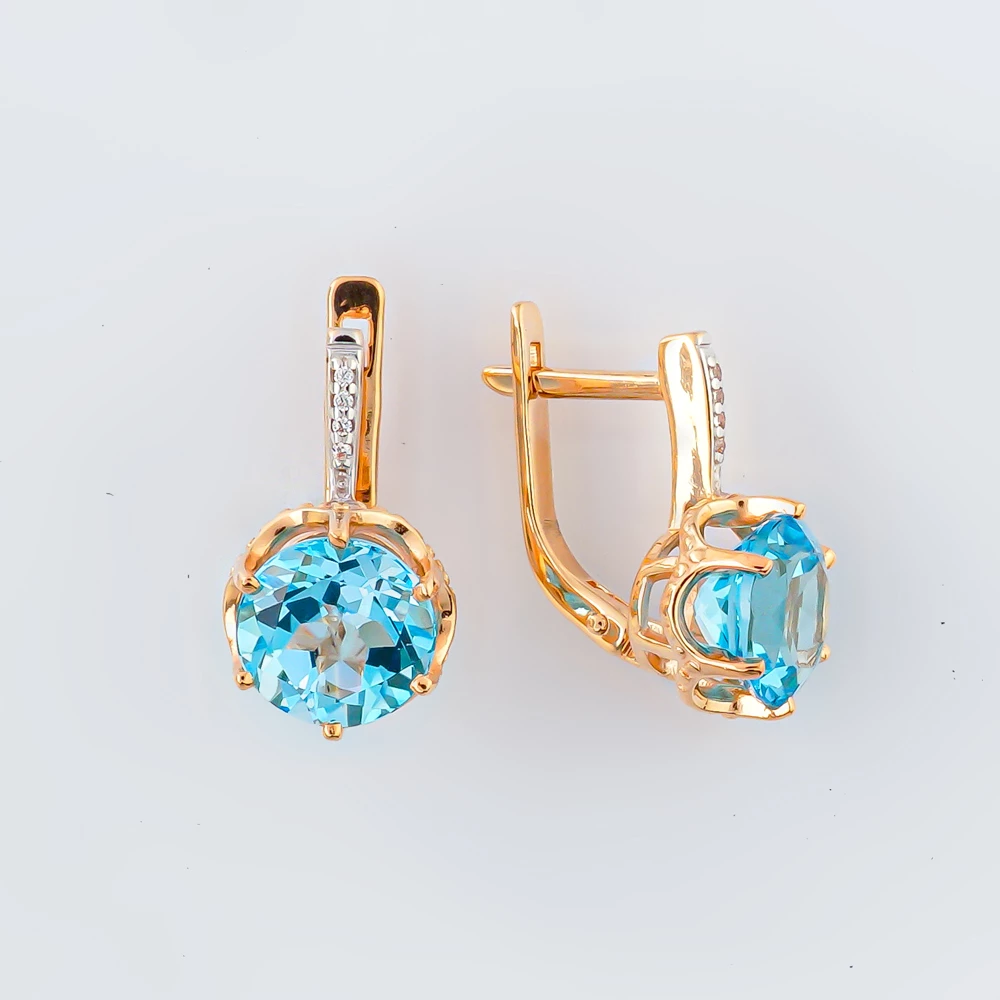 Серьги с топазом из красного золота 585 пробы