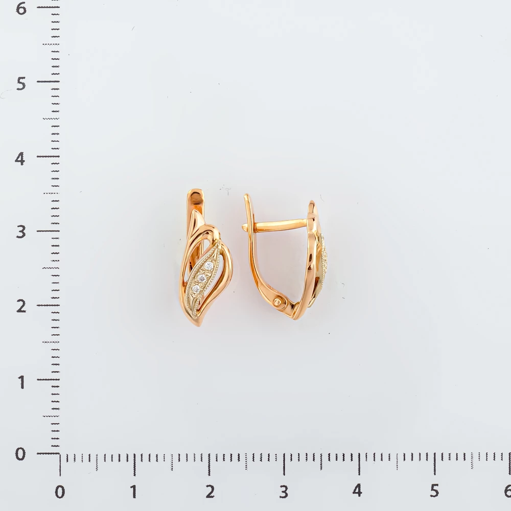 Серьги с бриллиантом из красного золота 585 пробы