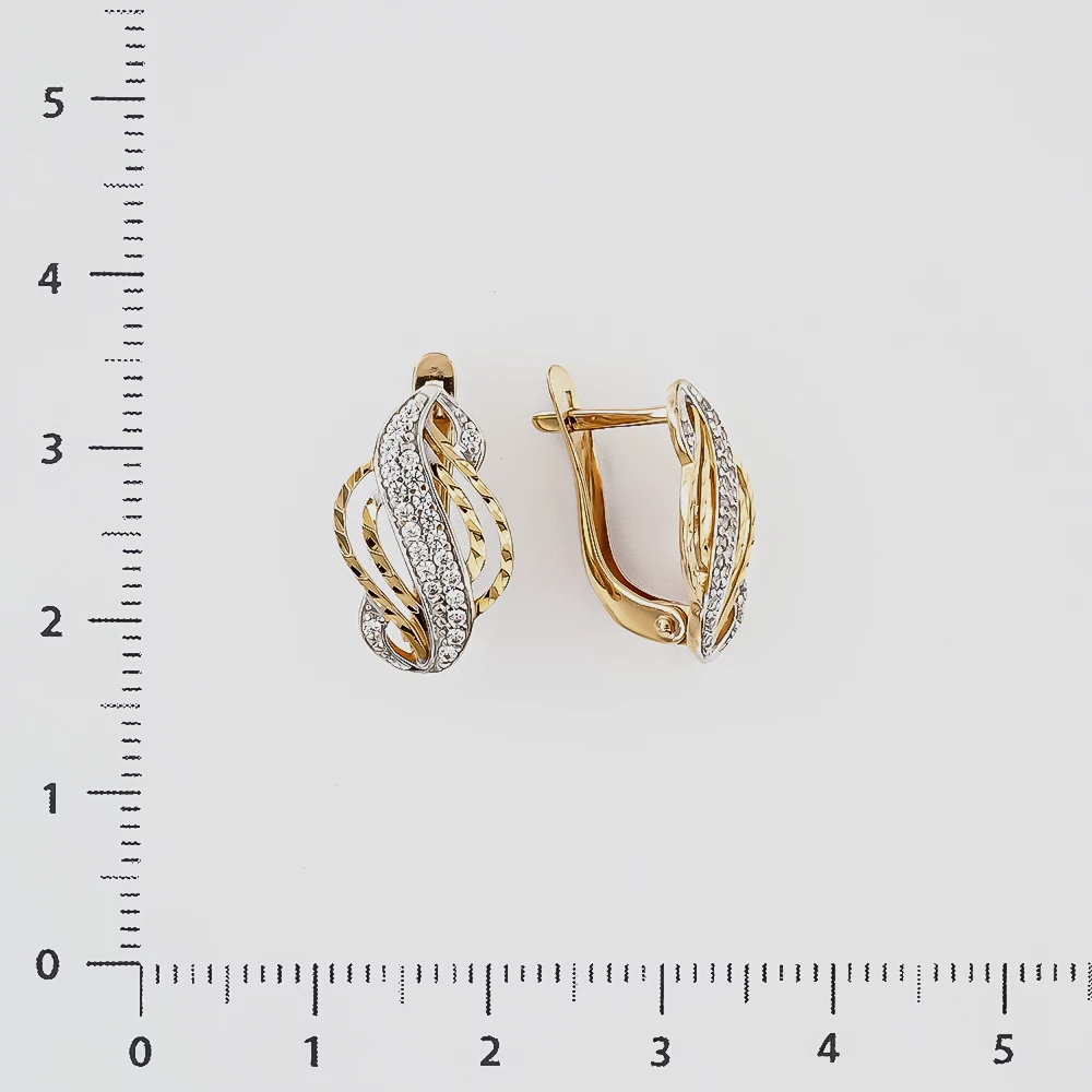 Серьги с фианитом из красного золота 585 пробы