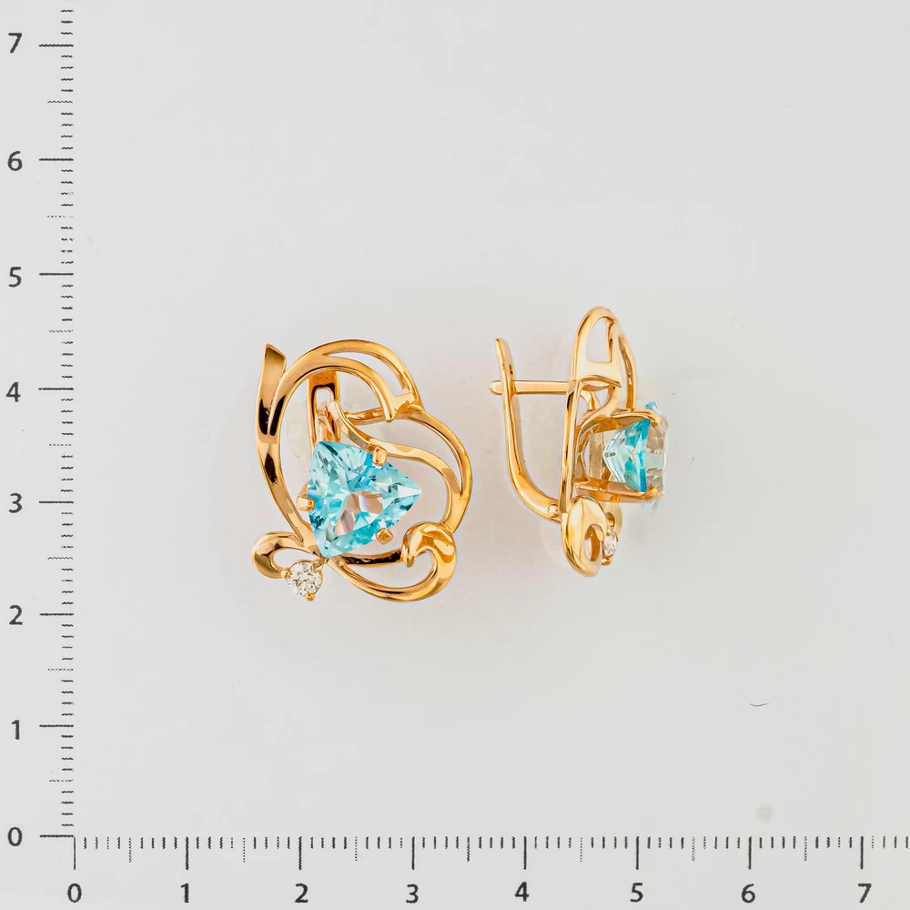 Серьги с топазом из красного золота 585 пробы