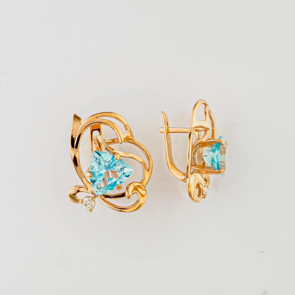 Серьги с топазом из красного золота 585 пробы