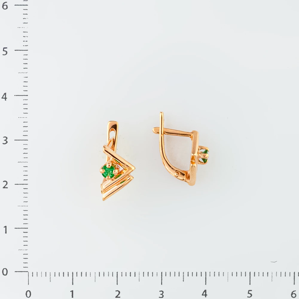 Серьги с изумрудом из красного золота 585 пробы