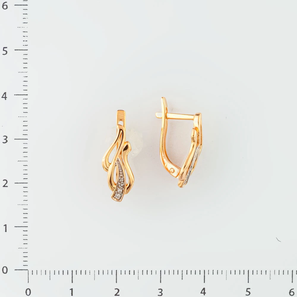 Серьги с бриллиантом из красного золота 585 пробы