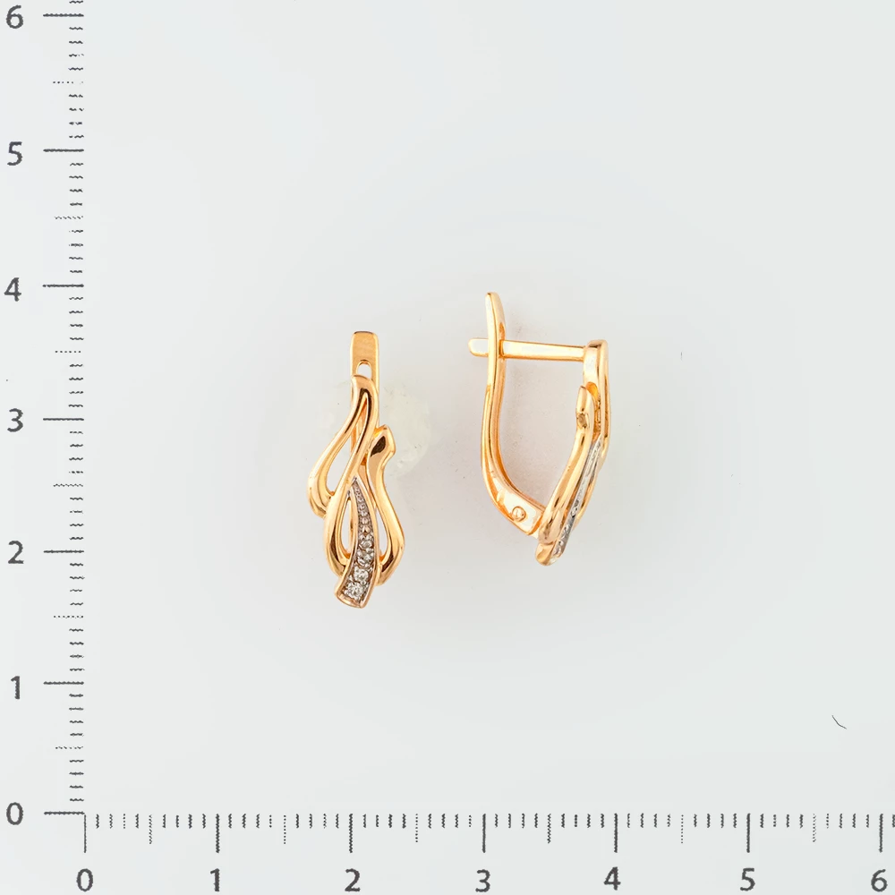 Серьги с бриллиантом из красного золота 585 пробы