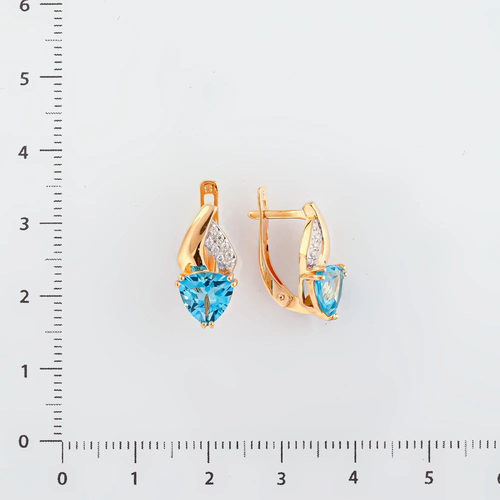 Серьги с топазом из красного золота 585 пробы
