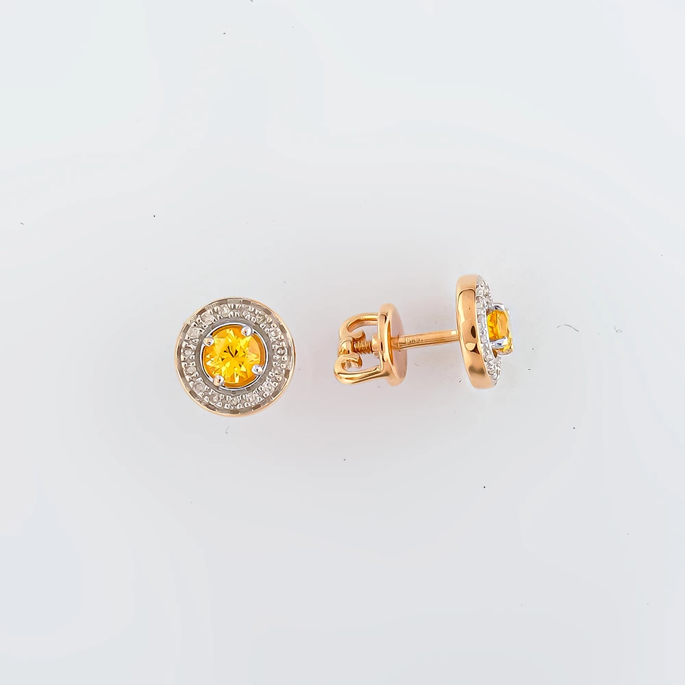 Серьги с ситаллом из красного золота 585 пробы