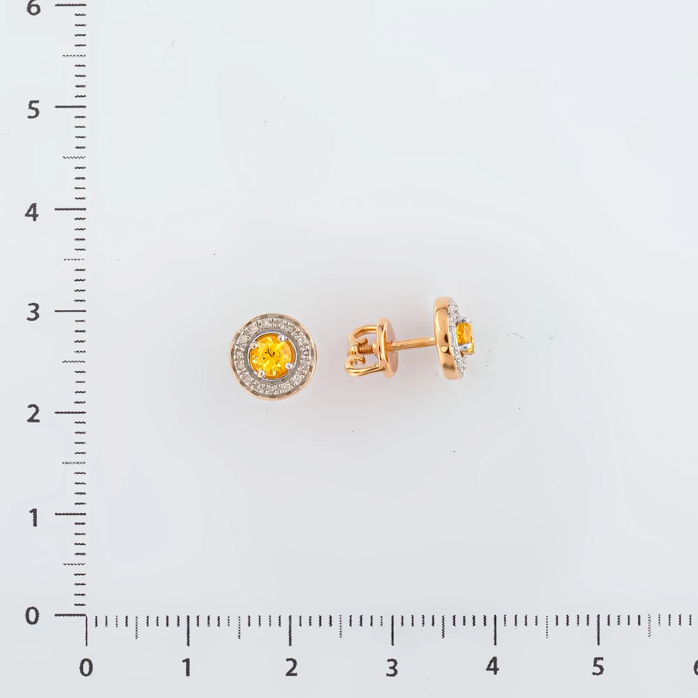 Серьги с ситаллом из красного золота 585 пробы