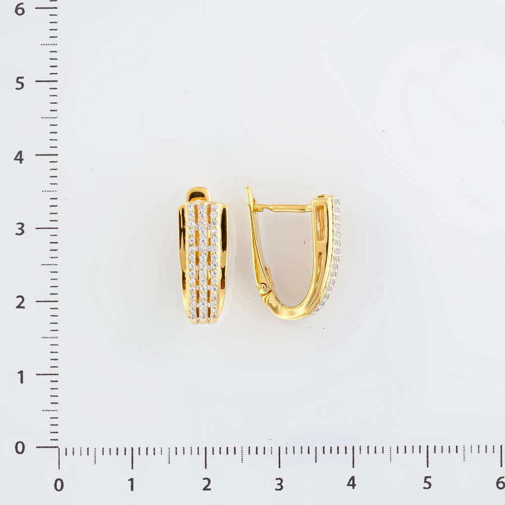 Серьги с фианитом из желтого золота 585 пробы