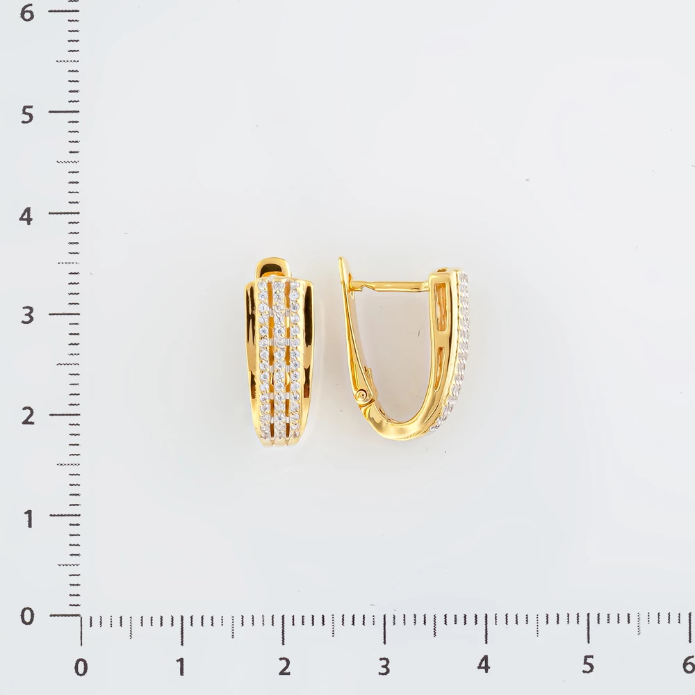 Серьги с фианитом из желтого золота 585 пробы