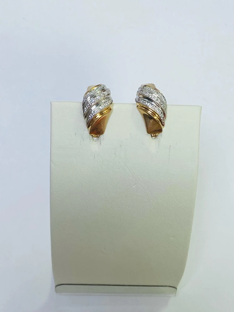 Серьги с фианитом из красного золота 585 пробы