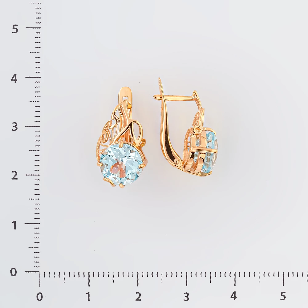 Серьги с топазом из красного золота 585 пробы