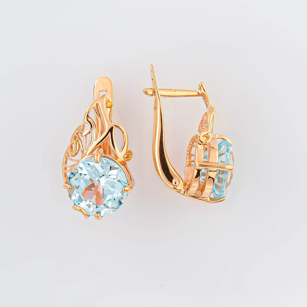 Серьги с топазом из красного золота 585 пробы