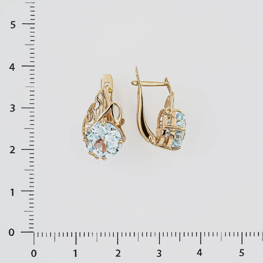 Серьги с топазом из красного золота 585 пробы