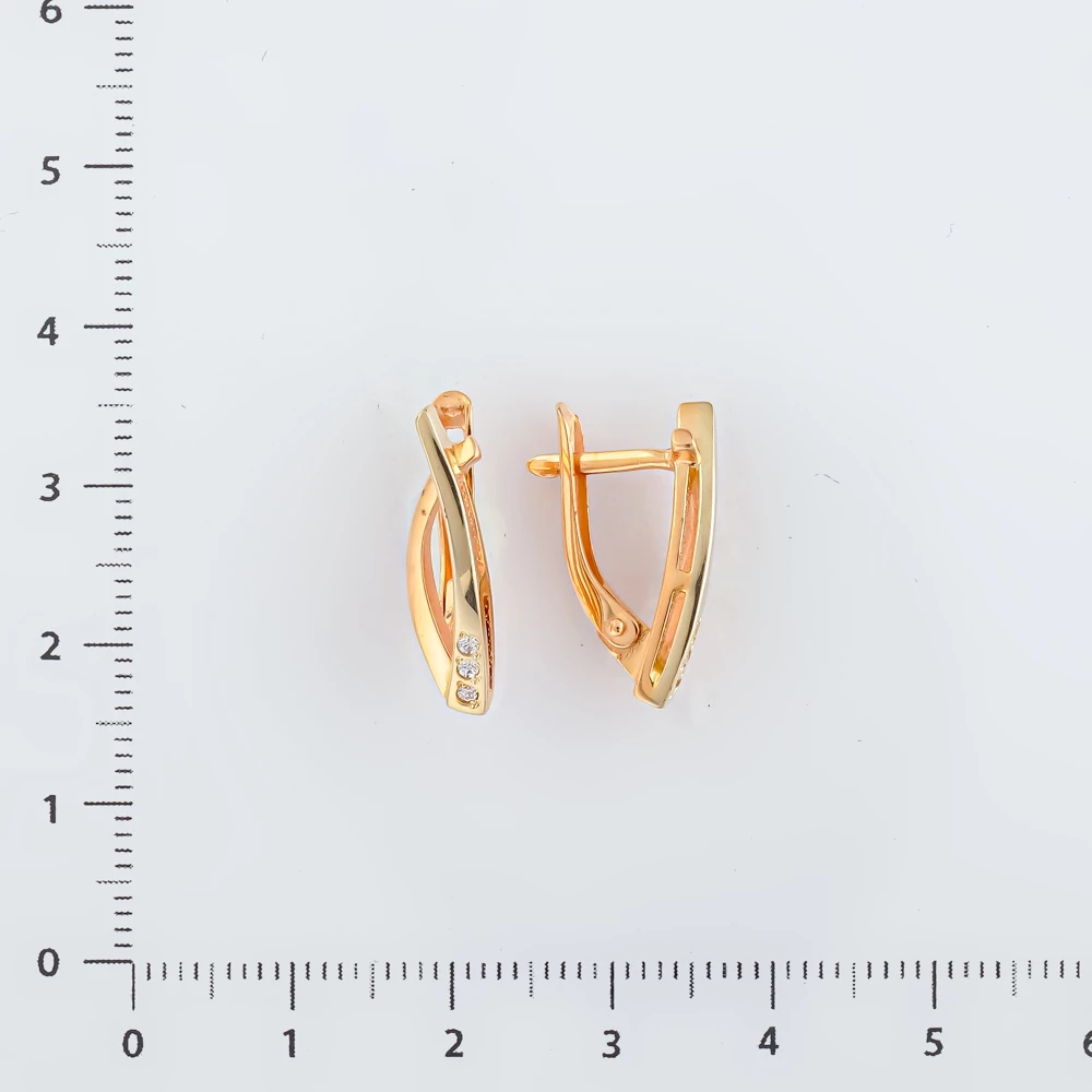 Серьги с фианитом из красного золота 585 пробы