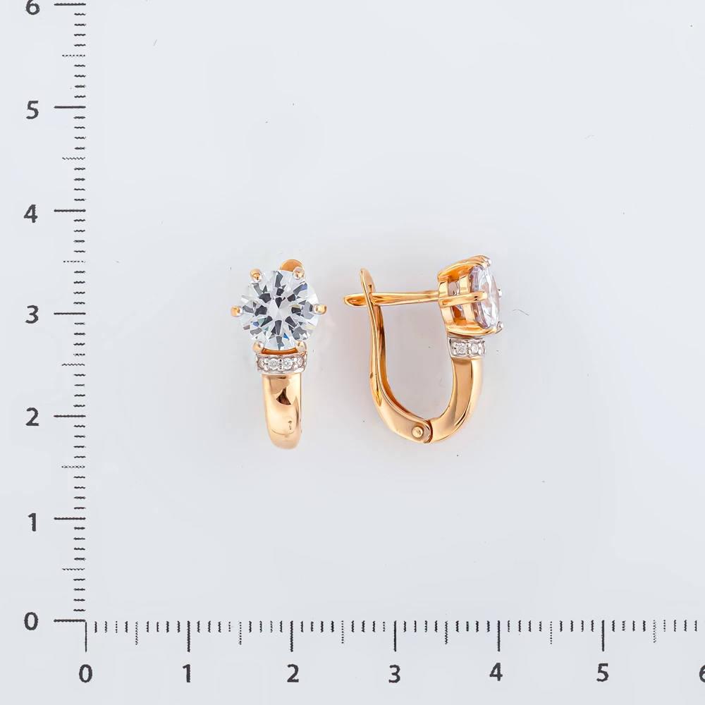 Серьги с фианитом из красного золота 375 пробы