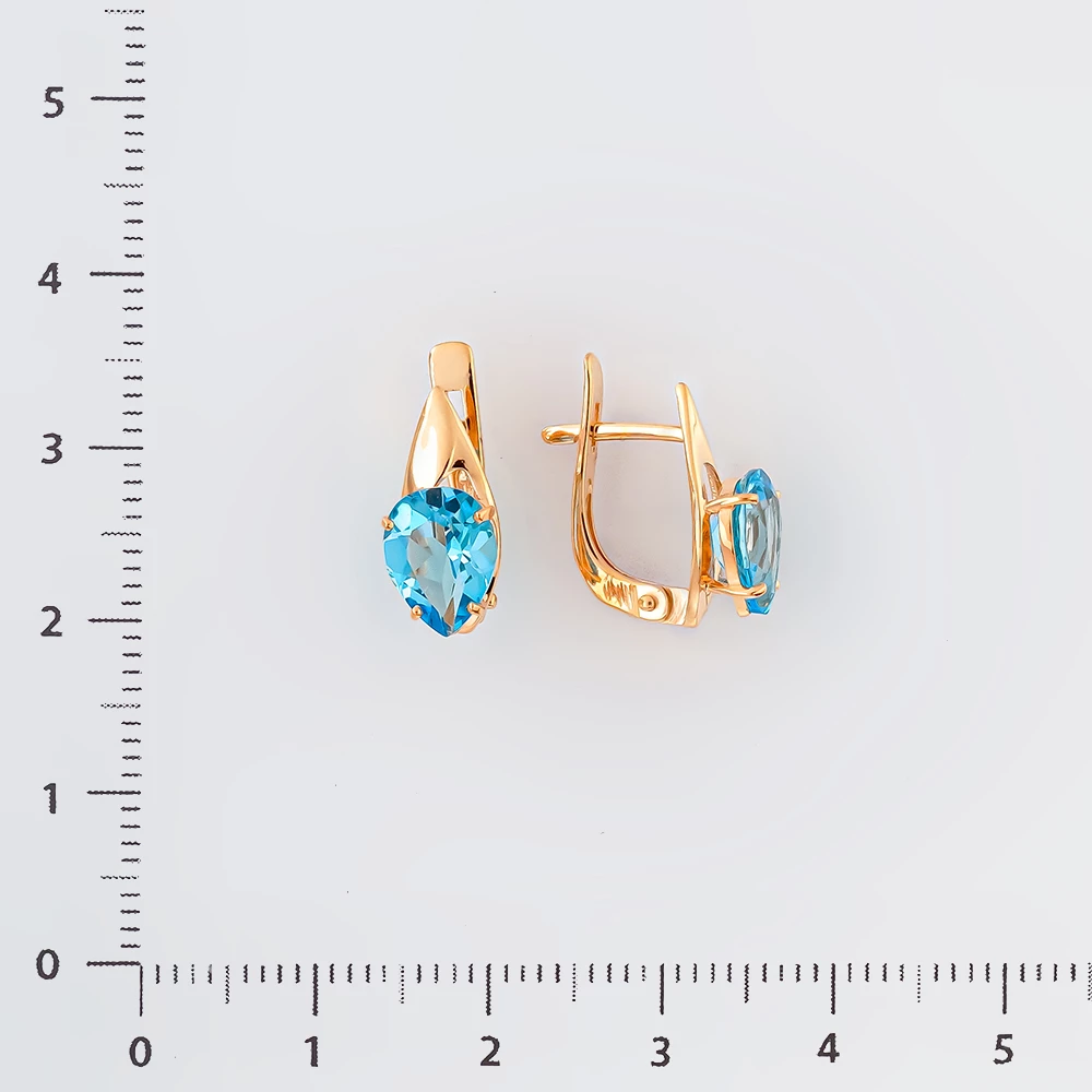 Серьги с топазом из красного золота 585 пробы