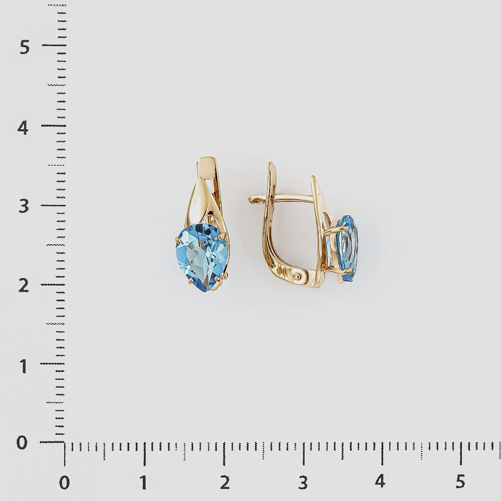 Серьги с топазом из красного золота 585 пробы