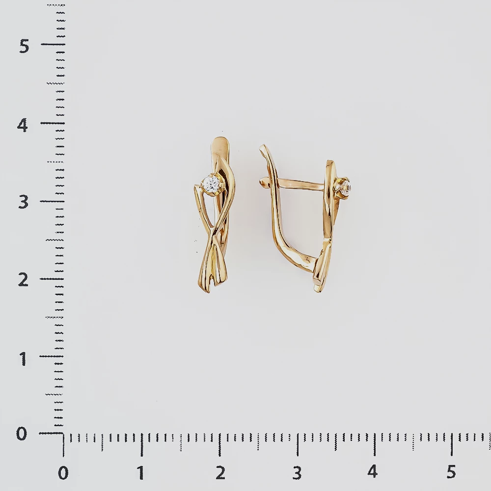 Серьги с фианитом из красного золота 585 пробы