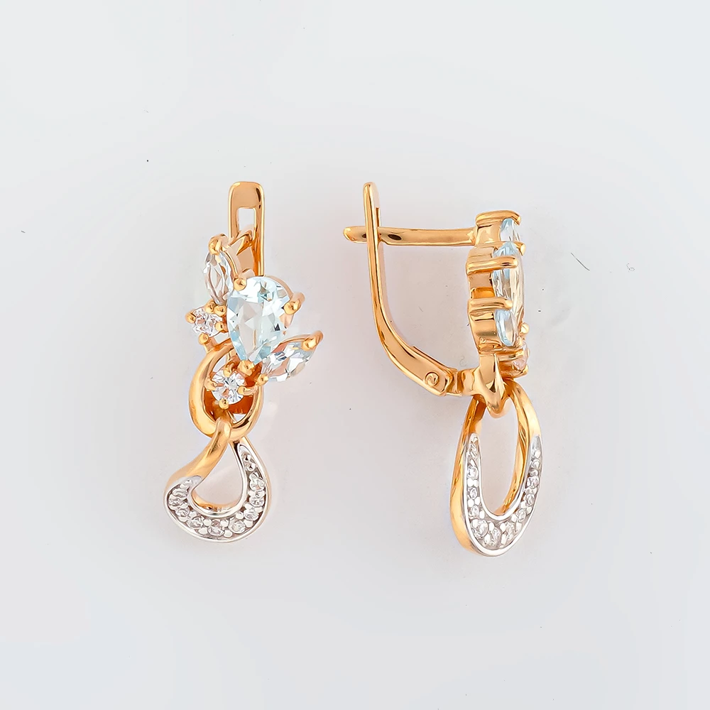 Серьги с топазом из красного золота 585 пробы