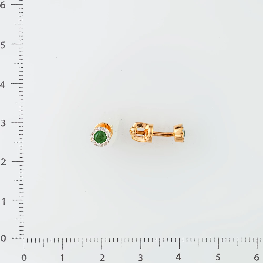 Серьги с изумрудом из красного золота 585 пробы