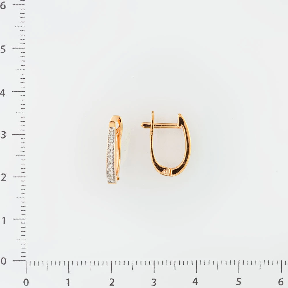 Серьги с бриллиантом из красного золота 585 пробы