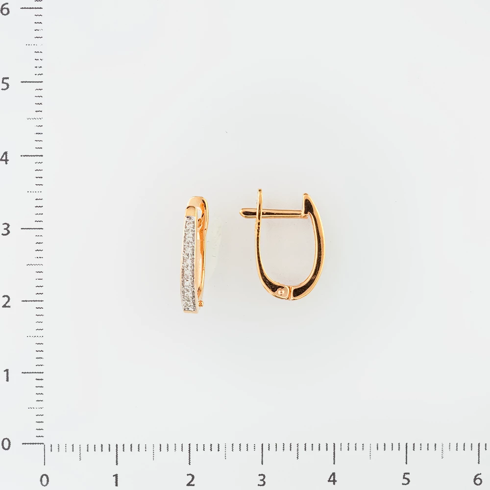 Серьги с бриллиантом из красного золота 585 пробы