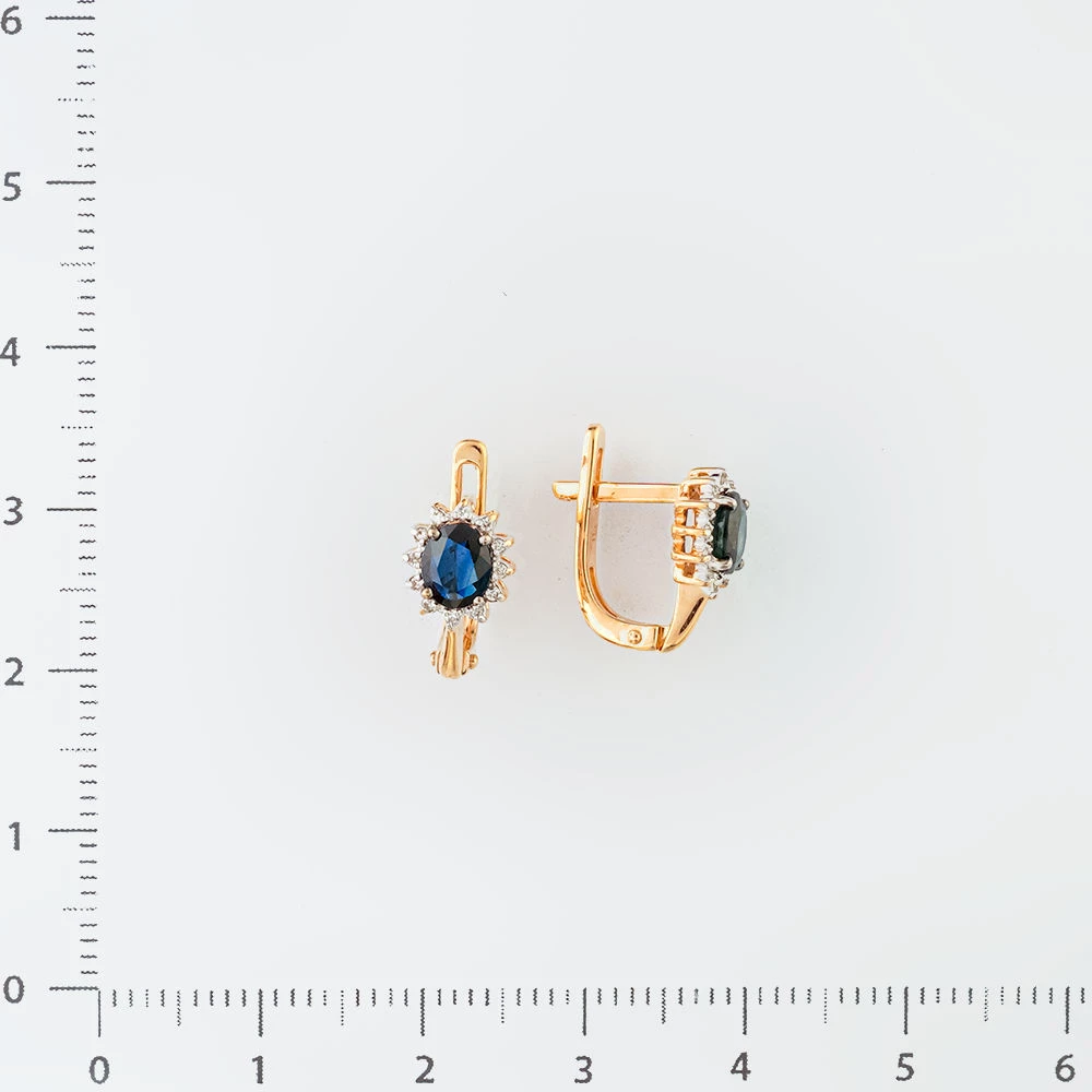 Серьги с сапфиром из красного золота 585 пробы