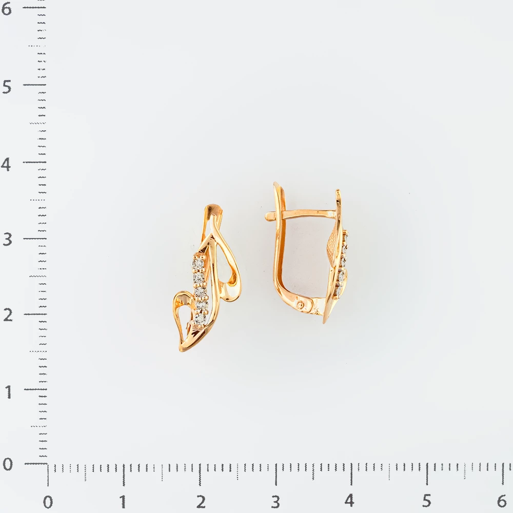 Серьги с бриллиантом из красного золота 585 пробы