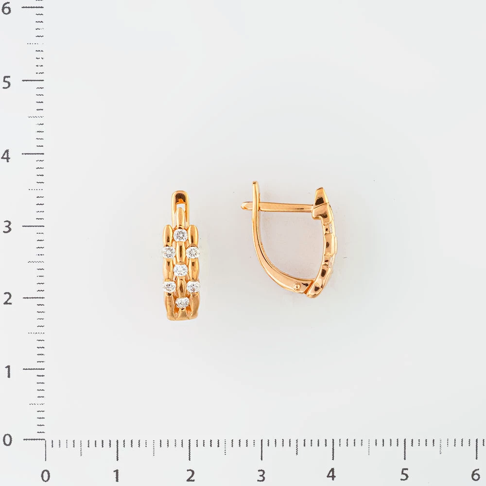Серьги с бриллиантом из красного золота 585 пробы