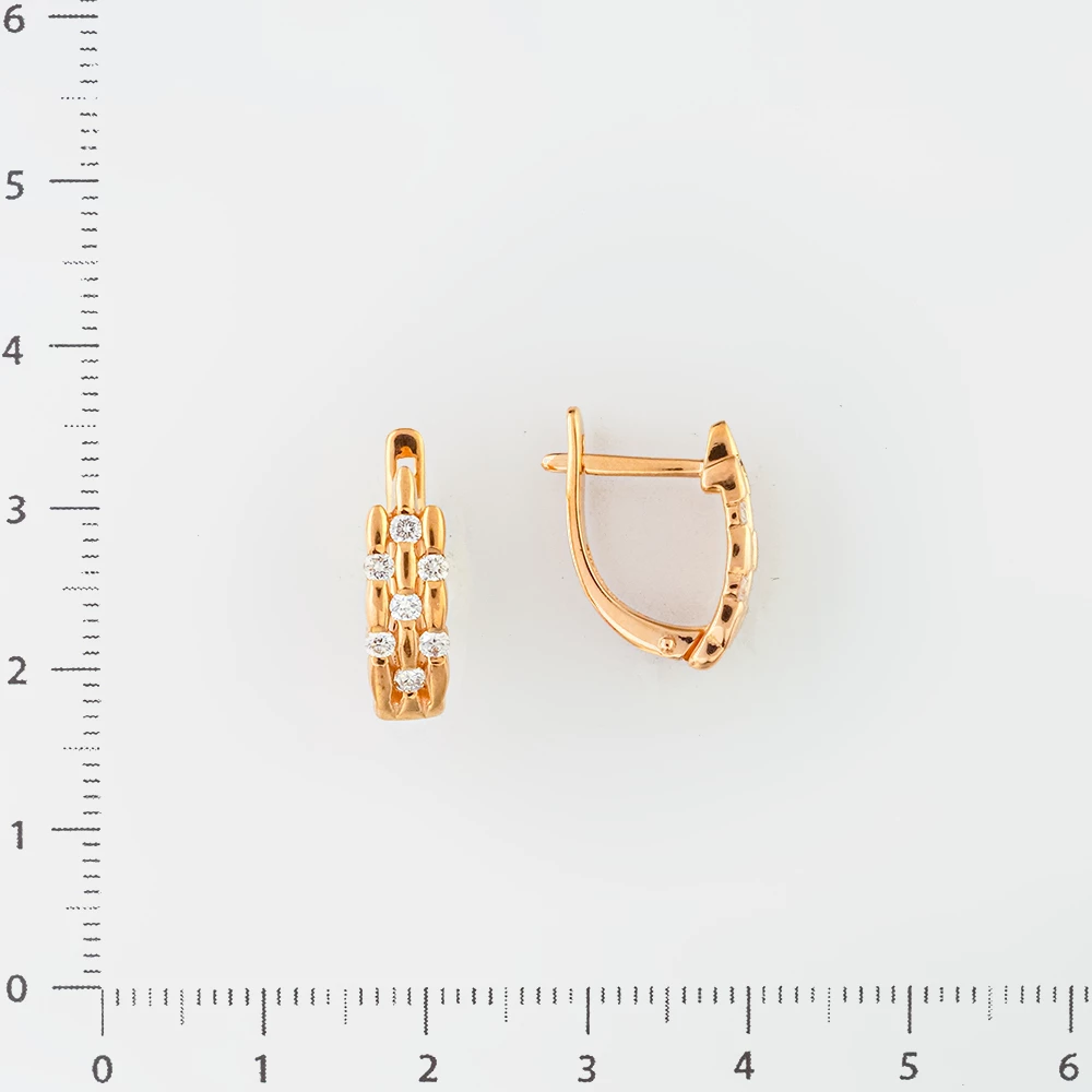 Серьги с бриллиантом из красного золота 585 пробы